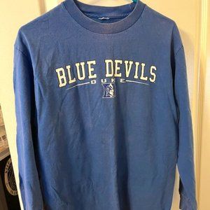 Duke Blue Devils Long Sleeve Men's Medium Tee Shirt Hanes Blue
